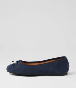 Women DIANA FERRARI Flats-Malerina Navy Suede Ballet Flats