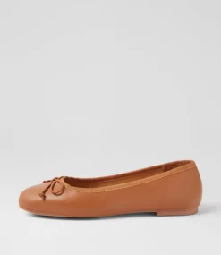 Women DIANA FERRARI Flats-Malerina Tan Leather Ballet Flats