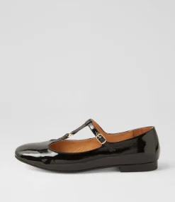 Women TOP END Flats-Maloney Black Patent Leather Flat Shoes