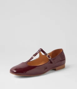 Women TOP END Flats-Maloney Wine Patent Leather Flat Shoes