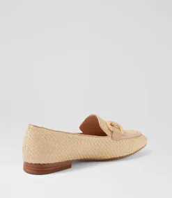 Women TOP END Flats|Loafers-Mansur Vanilla Camel Synthetic Raffia Leather Loafers