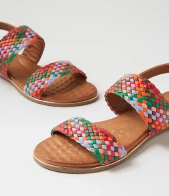 Women I LOVE BILLY Flats|Sandals-Manza Bright Multi Tan Sandals