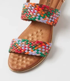 Women I LOVE BILLY Flats|Sandals-Manza Bright Multi Tan Sandals