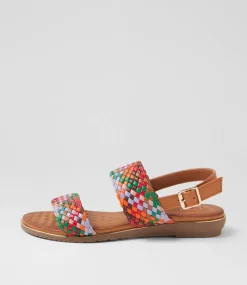 Women I LOVE BILLY Flats|Sandals-Manza Bright Multi Tan Sandals