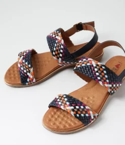 Women I LOVE BILLY Flats|Sandals-Manza Navy Multi Sandals