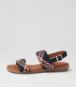 Women I LOVE BILLY Flats|Sandals-Manza Navy Multi Sandals