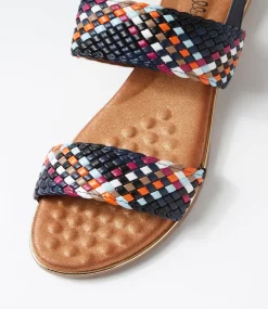 Women I LOVE BILLY Flats|Sandals-Manza Navy Multi Sandals