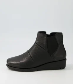Women SUPERSOFT Boots|Comfort-Marcei Black Leather Ankle Boots