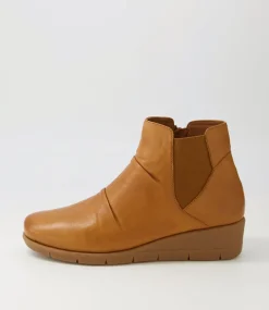 Women SUPERSOFT Boots|Comfort-Marcei New Tan Leather Ankle Boots