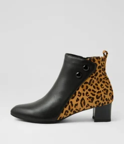 Women SUPERSOFT Boots|Comfort-Marrinas Black Leopard Multi Ankle Boots