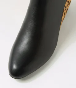 Women SUPERSOFT Boots|Comfort-Marrinas Black Leopard Multi Ankle Boots