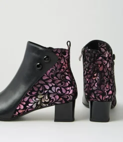 Women SUPERSOFT Boots|Comfort-Marrinas Black Petal Multi Ankle Boots