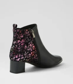 Women SUPERSOFT Boots|Comfort-Marrinas Black Petal Multi Ankle Boots