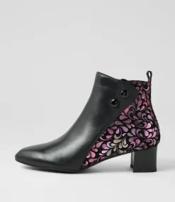 Women SUPERSOFT Boots|Comfort-Marrinas Black Petal Multi Ankle Boots