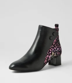 Women SUPERSOFT Boots|Comfort-Marrinas Black Petal Multi Ankle Boots