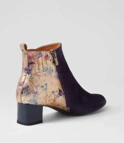 Women SUPERSOFT Boots-Marrinas Dark Purple Old Gold Multi Ankle Boots
