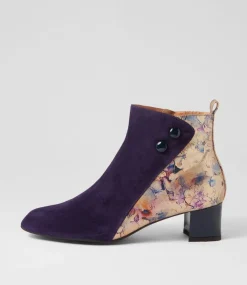 Women SUPERSOFT Boots-Marrinas Dark Purple Old Gold Multi Ankle Boots