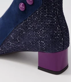 Women SUPERSOFT Boots|Comfort-Marrinas Navy Multi Ankle Boots