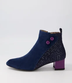 Women SUPERSOFT Boots|Comfort-Marrinas Navy Multi Ankle Boots