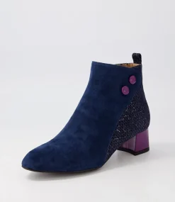 Women SUPERSOFT Boots|Comfort-Marrinas Navy Multi Ankle Boots
