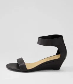 Women DIANA FERRARI Heels|Sandals-Marsya Black Leather Sandals