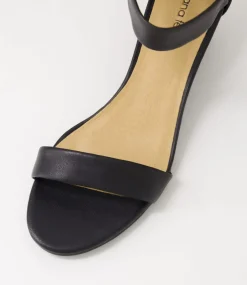 Women DIANA FERRARI Heels|Sandals-Marsya Black Leather Sandals