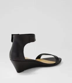 Women DIANA FERRARI Heels|Sandals-Marsya Black Leather Sandals