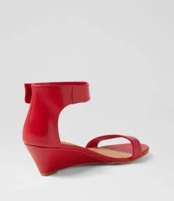 Women DIANA FERRARI Heels|Sandals-Marsya Red Leather Sandals