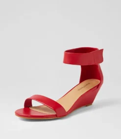 Women DIANA FERRARI Heels|Sandals-Marsya Red Leather Sandals
