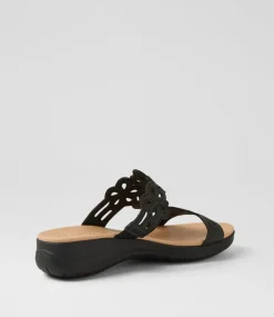 Women SUPERSOFT Comfort|Sandals-Marthi Black Leather Sandals