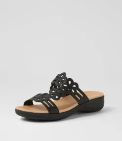 Women SUPERSOFT Comfort|Sandals-Marthi Black Leather Sandals