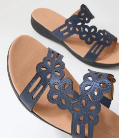 Women SUPERSOFT Comfort|Sandals-Marthi Navy Shimmer Leather Sandals
