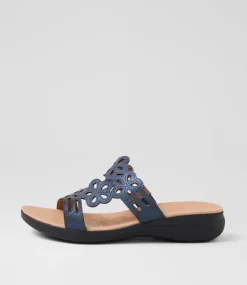 Women SUPERSOFT Comfort|Sandals-Marthi Navy Shimmer Leather Sandals