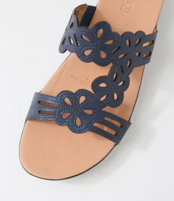 Women SUPERSOFT Comfort|Sandals-Marthi Navy Shimmer Leather Sandals