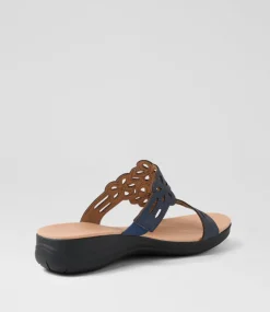 Women SUPERSOFT Comfort|Sandals-Marthi Navy Shimmer Leather Sandals