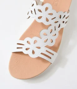 Women SUPERSOFT Sandals-Marthi White Leather Sandals