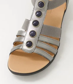 Women SUPERSOFT Comfort|Sandals-Mason Gunmetal Black Leather Sandals