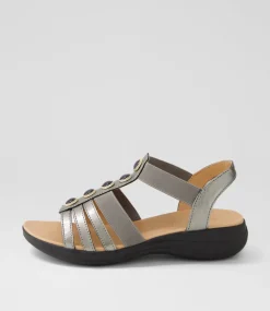 Women SUPERSOFT Comfort|Sandals-Mason Gunmetal Black Leather Sandals