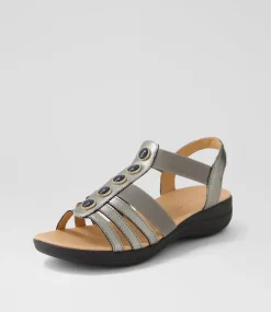Women SUPERSOFT Comfort|Sandals-Mason Gunmetal Black Leather Sandals