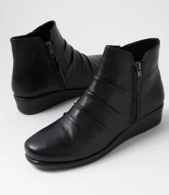 Women SUPERSOFT Boots|Comfort-Maxie Black Leather Ankle Boots