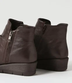 Women SUPERSOFT Boots|Comfort-Maxie Dark Brown Leather Ankle Boots
