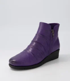 Women SUPERSOFT Boots|Comfort-Maxie Light Purple Leather Ankle Boots