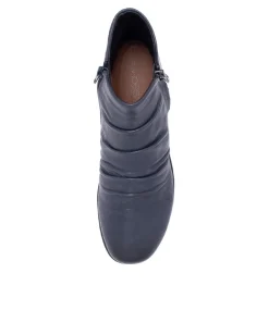 Women SUPERSOFT Boots|Comfort-Maxie Navy Leather Ankle Boots