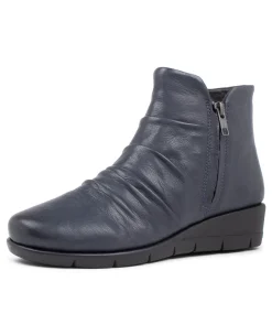 Women SUPERSOFT Boots|Comfort-Maxie Navy Leather Ankle Boots