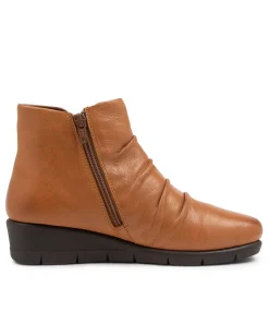 Women SUPERSOFT Boots|Comfort-Maxie New Tan Leather Ankle Boots