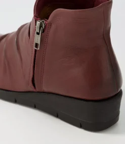 Women SUPERSOFT Boots|Comfort-Maxie Wine Black Leather Ankle Boots