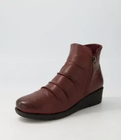 Women SUPERSOFT Boots|Comfort-Maxie Wine Black Leather Ankle Boots