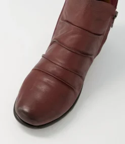 Women SUPERSOFT Boots|Comfort-Maxie Wine Black Leather Ankle Boots