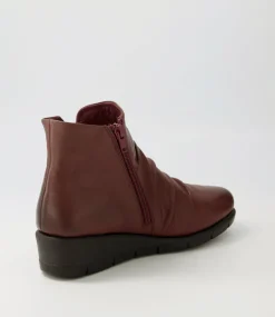Women SUPERSOFT Boots|Comfort-Maxie Wine Black Leather Ankle Boots