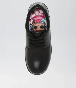 COLORADO Junior School Shoes-Maze Jnr E Lol Cf Black-Leather Lace Up Flats